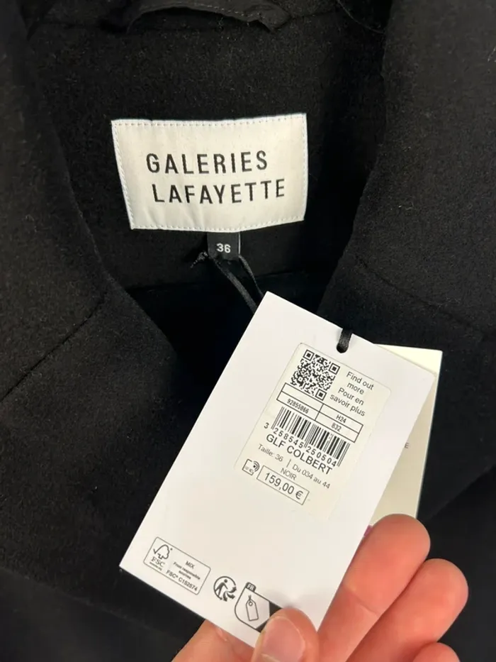 Manteau long Noir Galeries lafayette T.36 neuf - photo numéro 3