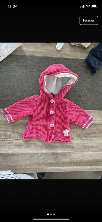 Gilet à maille avec capuche molletonnée Terre de marins taille 3 mois