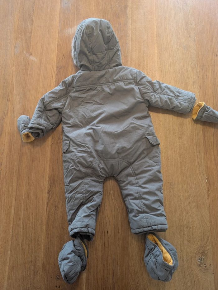Combi pilote à capuche moufles et pied kaki et moutarde 18 mois - photo numéro 2