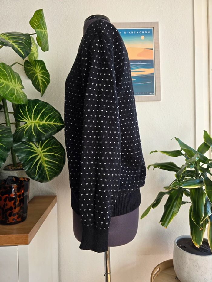 Pull noir en maille épaisse avec petits cœurs - & Other Stories - taille L - 40 - photo numéro 3