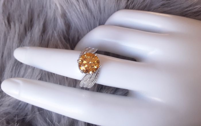 Bague mariage fiançailles anniversaire gravée Au750 Moissanite 9mm 3carats cadeau pour elle - photo numéro 5