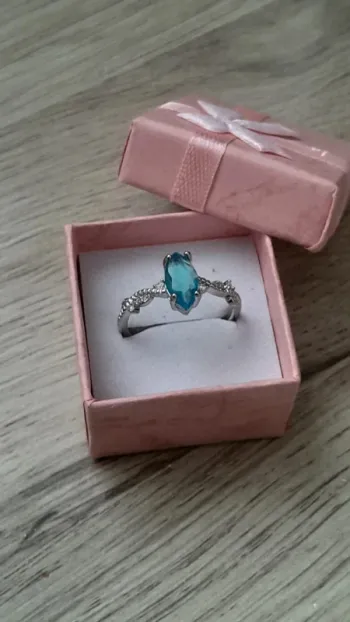 Bague Pierre Bleue, Torsadée Sur Les Côtés, Taille 60