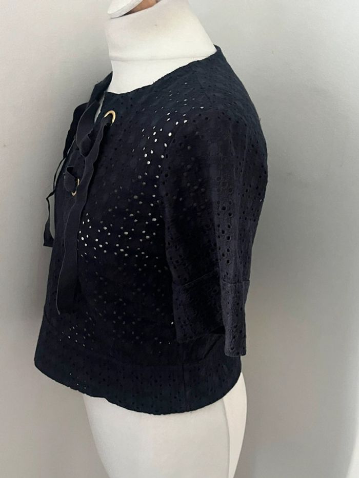 Blouse dentelle marine Zara XS comme neuve - photo numéro 3