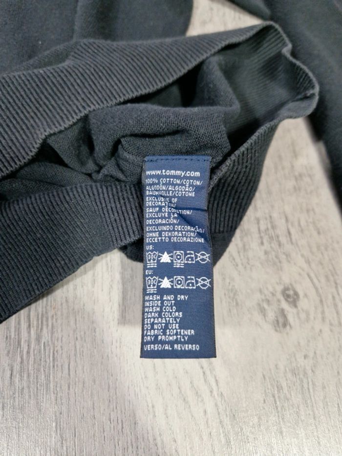 Pull Col V Tommy Hilfiger Noir Logo Brodé Taille L Homme - photo numéro 6