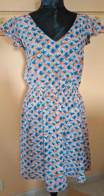Robe motif plage coquillage mer cache cache S 36 dos chic très bon état