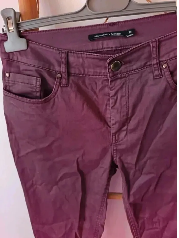 Jean huilé prune aubergine - photo numéro 2