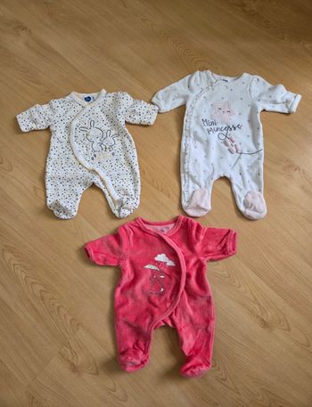Lot 3 pyjamas naissance bébé fille 