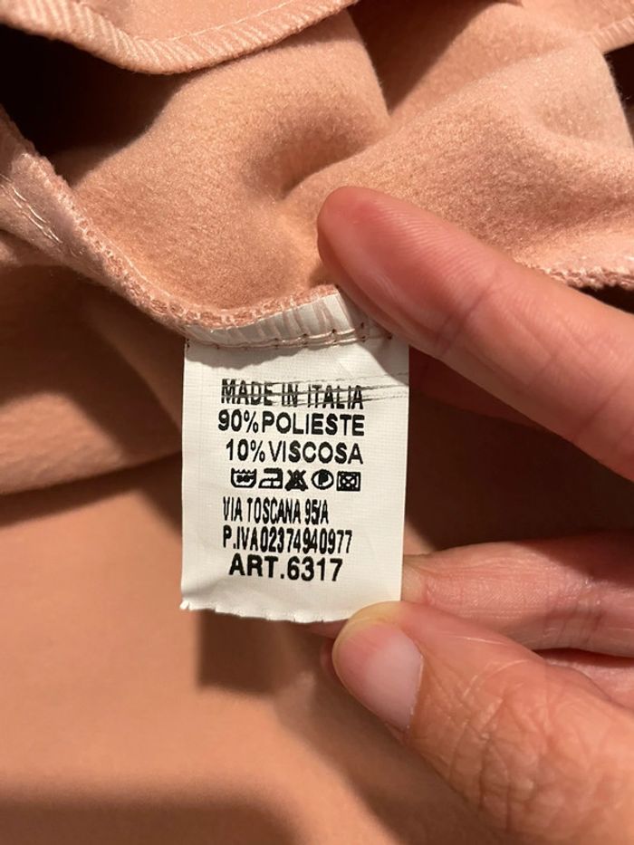 Veste sans manche poncho rose à capuche fourrure beige en polaire taille unique - photo numéro 6