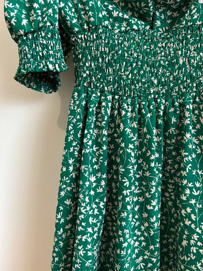 Robe longue à fleurs verte Mango - photo numéro 7