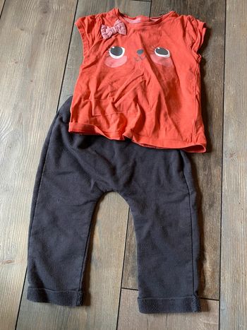 Ensemble gris rose fille 9-12mois