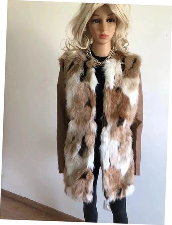 Manteau mi long neuf avec fausse fourrure et simili cuir Morgan taille 40 (valeur 130€)