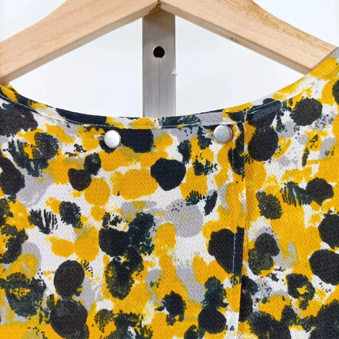 Blouse jaune fleurie débardeur superposé – manches longues, dos ouvert, M A1070 - photo numéro 11