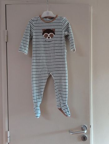 Dors-bien velours rayé animal vert 23 mois bébé garçon