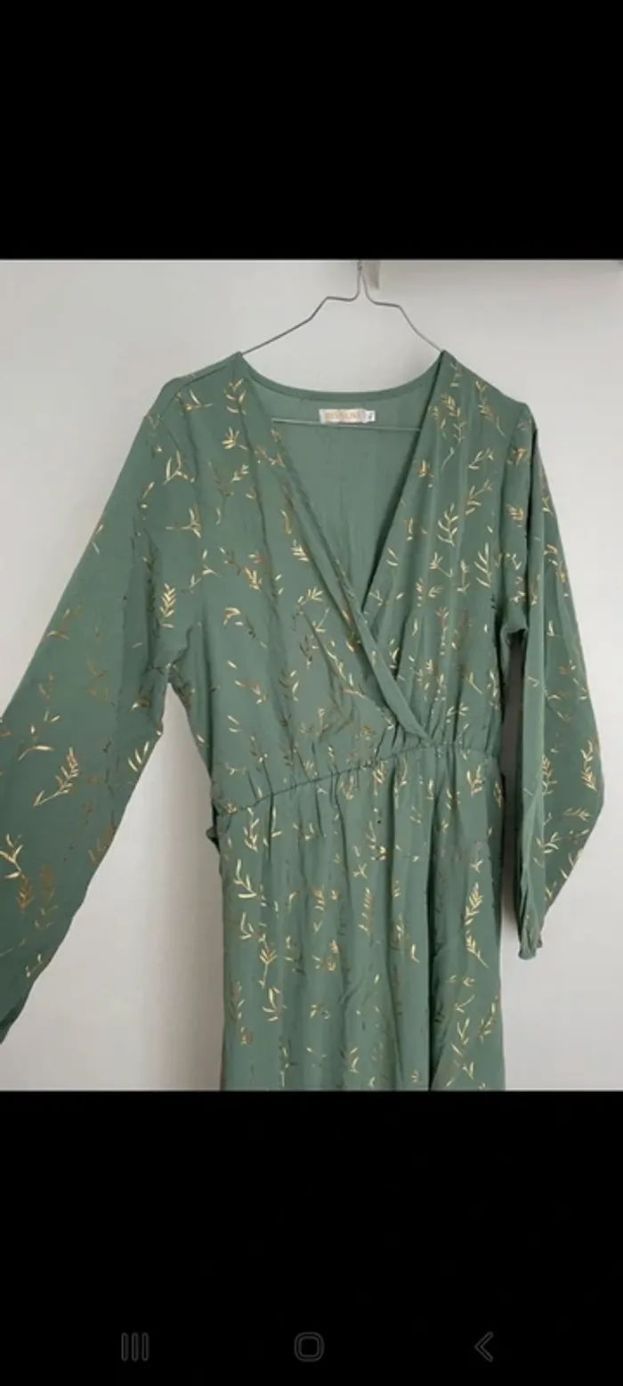 Robe verte imprimé dorée M/L - photo numéro 2