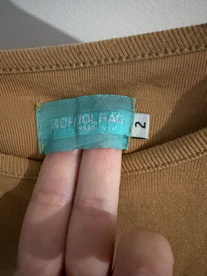 Top Manches Longues School Rag Camel/Ocre Côtelé Logo XX Taille 2 (S/M) - photo numéro 4