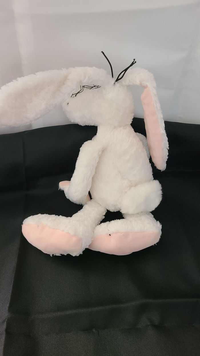 doudou chien blanc oreilles intérieur rose - photo numéro 4