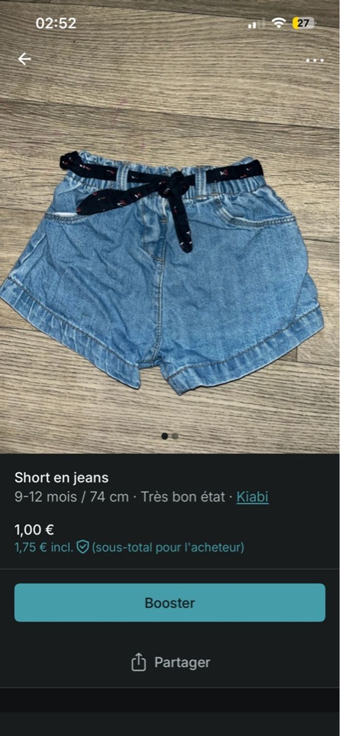Short en jeans bébé - photo numéro 2