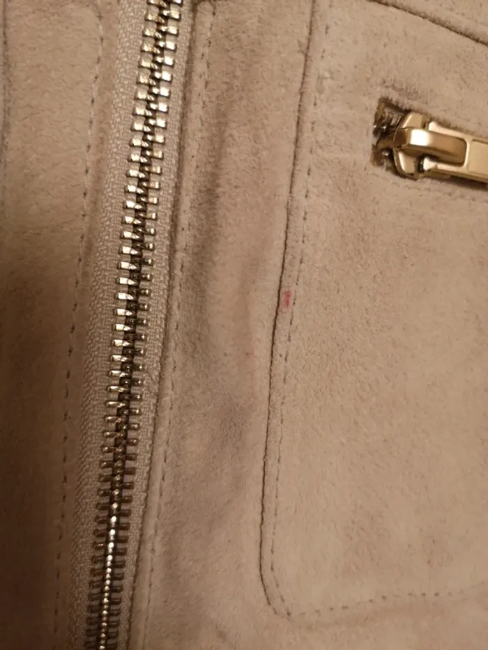 Blouson en cuir véritable beige etam - photo numéro 4