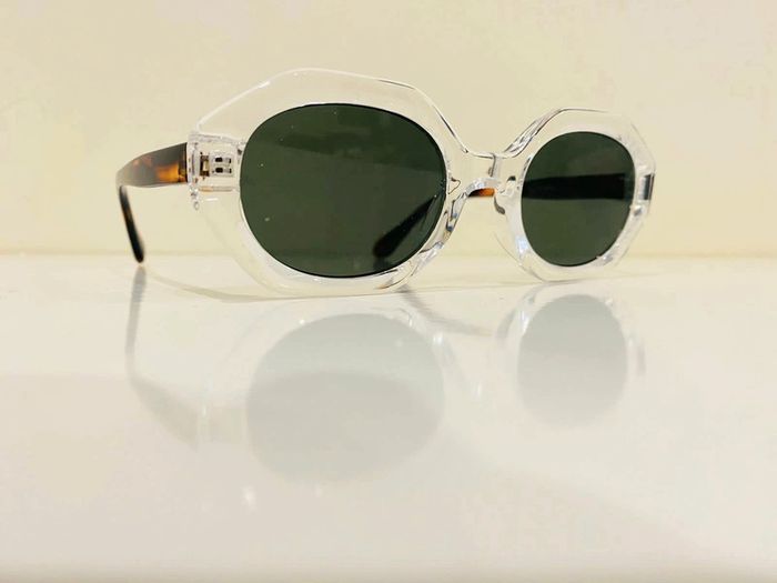 Lunette de soleil mixte small transparente et marron écaillée UV protection catégorie 3 - photo numéro 2