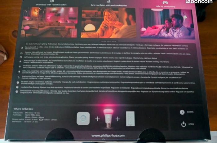 Philips Hue White & Color Ambiance - Kit de démarrage E27 x3 variateur + pont Hue neuf - photo numéro 2