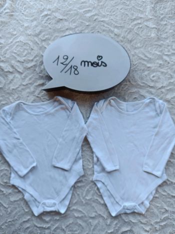 Lot de 2 bodies manches longues Mixte 12/18 mois Primark 100% coton
