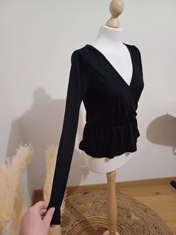 Blouse noire chic cache-coeur légère Bik Bok taille S 36