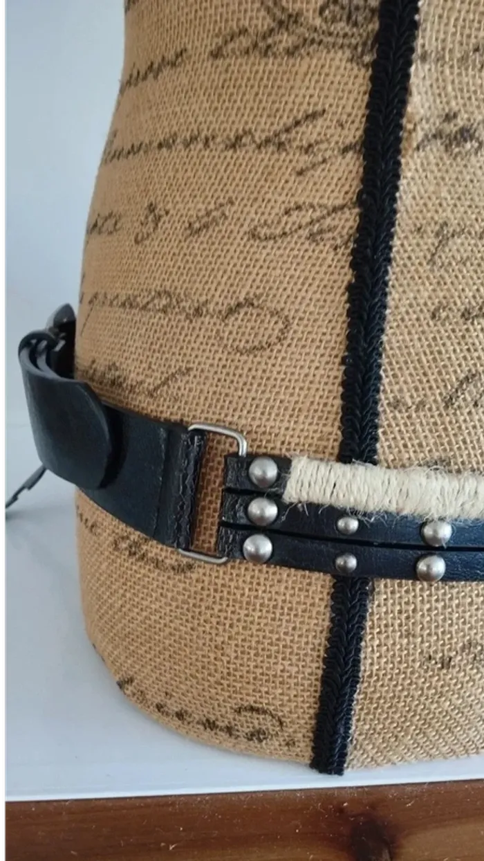Ceinture noire trois rangs 90 cm avec ficelles - photo numéro 6