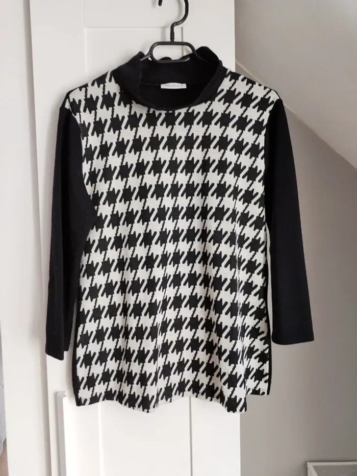 Pull fin motif pied de poule