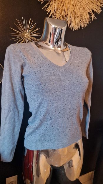 Pull gris manches longues  strass