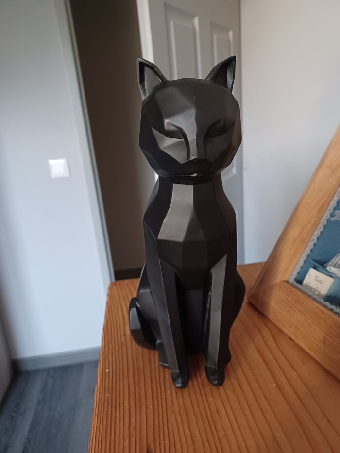 Statue chat noir mat
