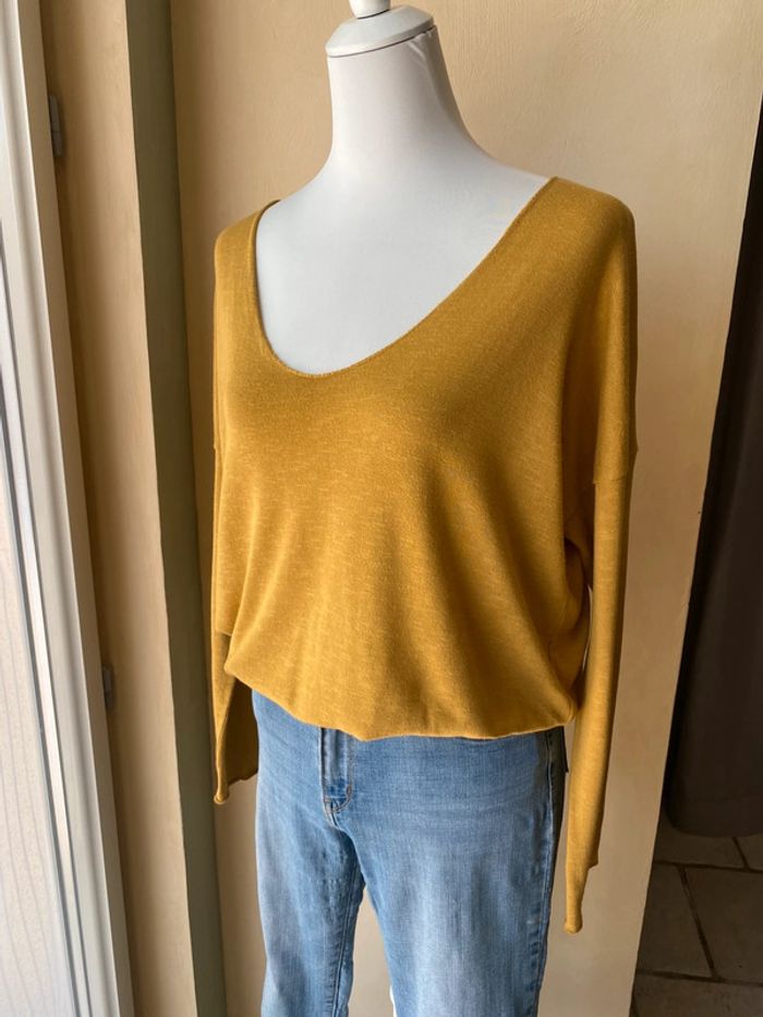 Pull Coton moutarde loose TU - photo numéro 3