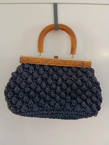 Sac à main vintage en crochet bleu