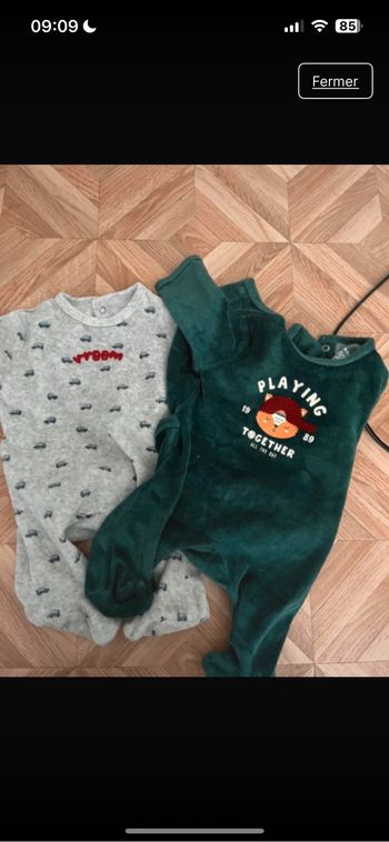 2 pyjamas velour 1 mois