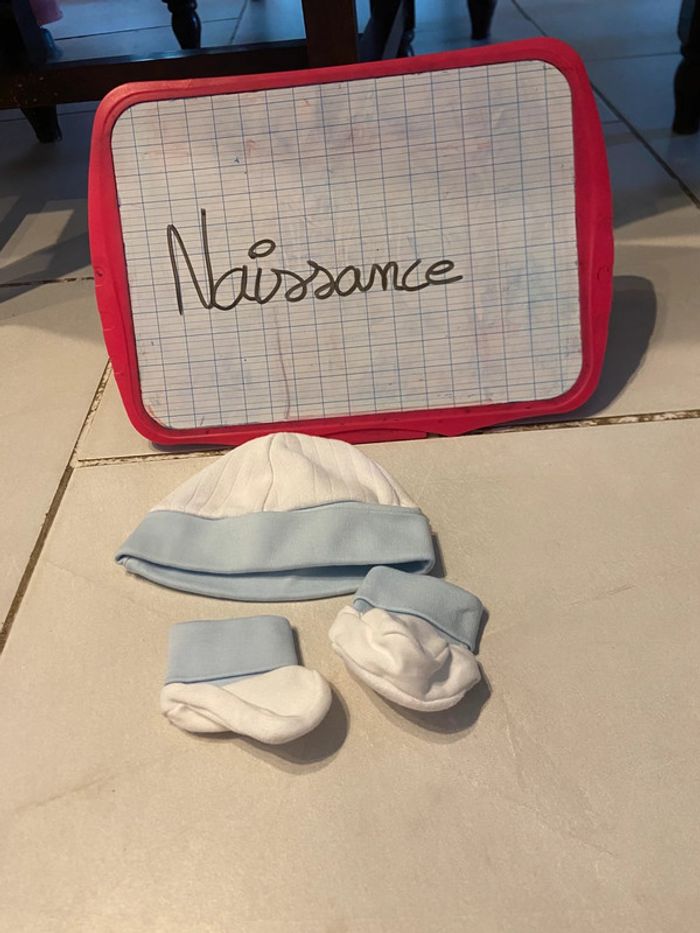 Chapeau + chausson bebe