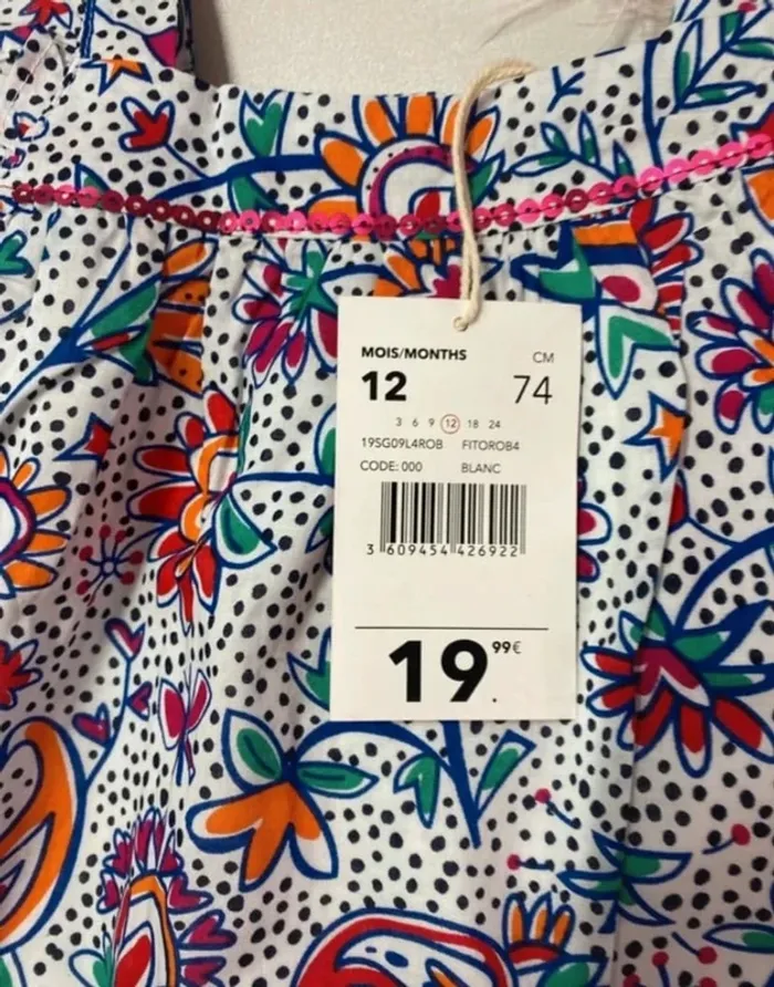 Robe bébé fille – Imprimé fleuri coloré – 12 mois - photo numéro 2