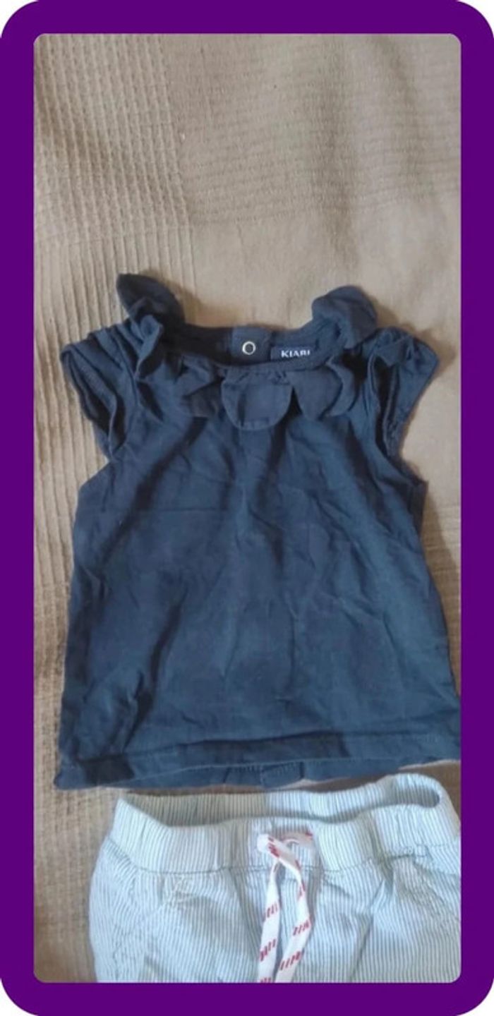 Ensemble t-shirt + pantalon fille 6 mois - photo numéro 2