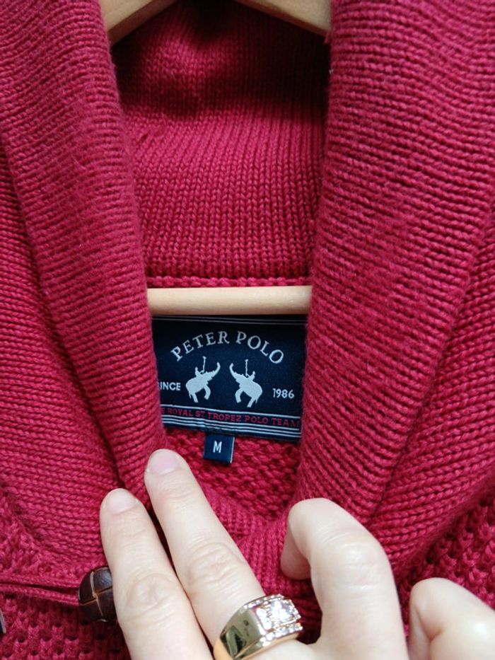 Pull col châle bordeaux - photo numéro 3