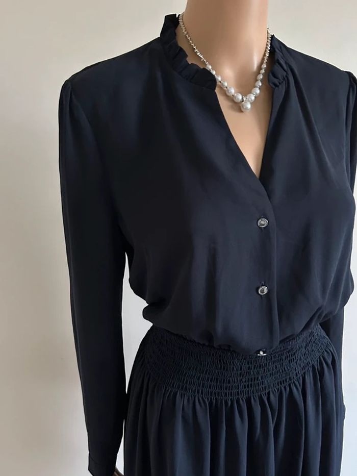 Robe bleue marine à manches longues Morgan taille 40 état satisfaisant (avec défaut) - photo numéro 4