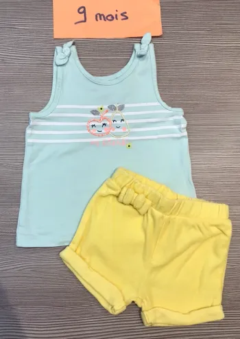 Teeshirt sans manches et short 9 mois Orchestra