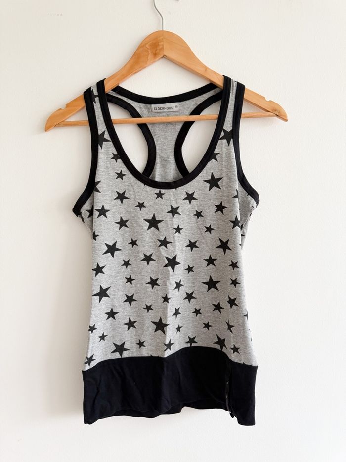 Débardeur gris a motifs étoiles noires C&A taille 36 S - photo numéro 2