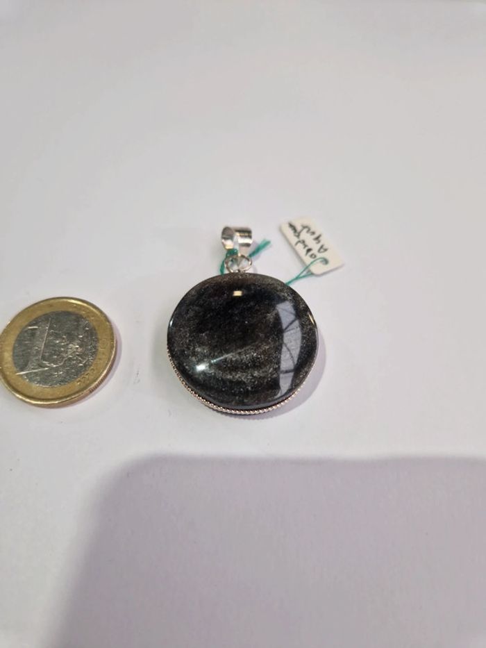 Pendentif obsidienne argentée Mexique - photo numéro 4
