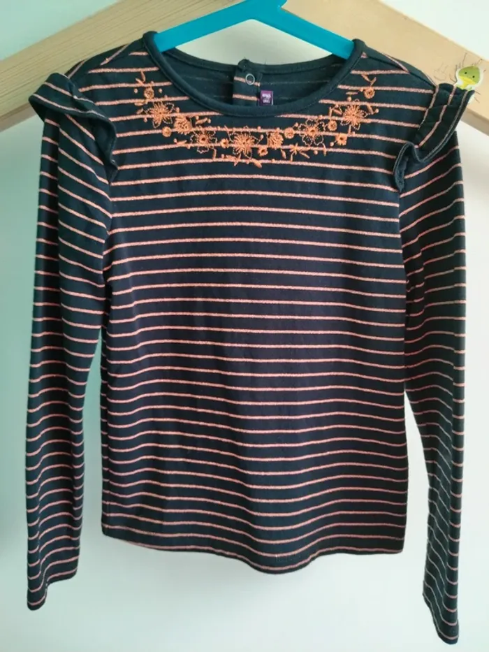 T-shirt manches longues rayé fils métalliques SGMJ 9 ans