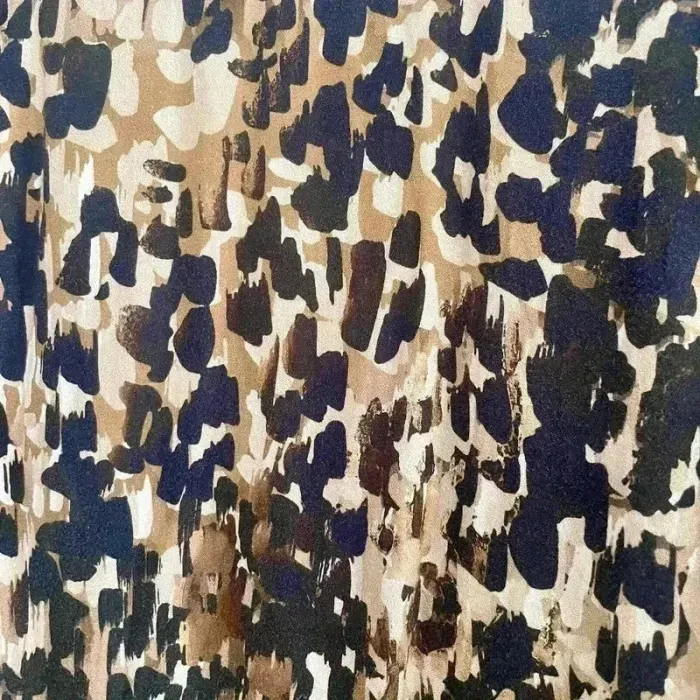 Robe tunique La Fée Maraboutée T40 imprimé léopard abstrait marron beige noir viscose col V V007 - photo numéro 7