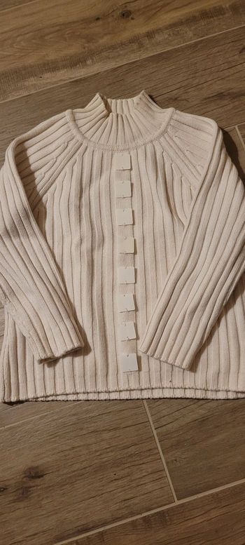 Pull col roulé 60% laine merinos fine & acrylique – Beige clair – Taille 36 – Marque Fashion District Milano