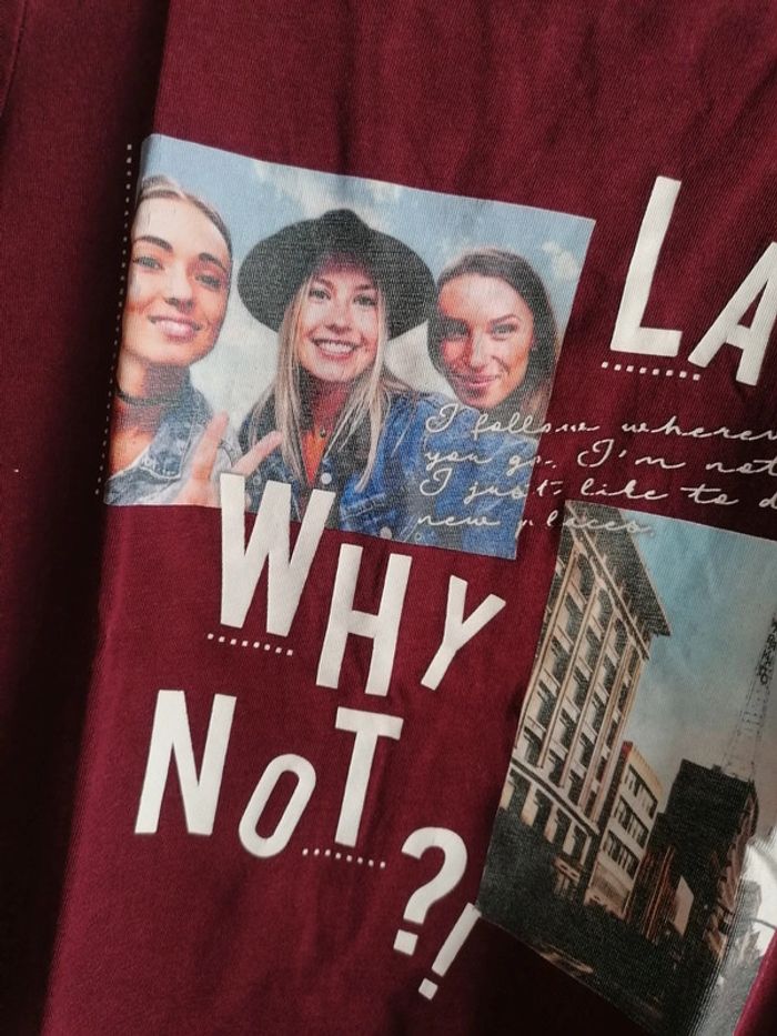 Tee-shirt bordeaux 146.152cm here there - photo numéro 3