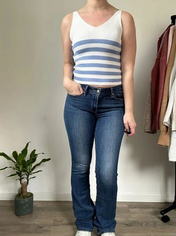 Débardeur côtelé rayé bleu clair et blanc – Taille 34/36 – Neuf sans étiquettes