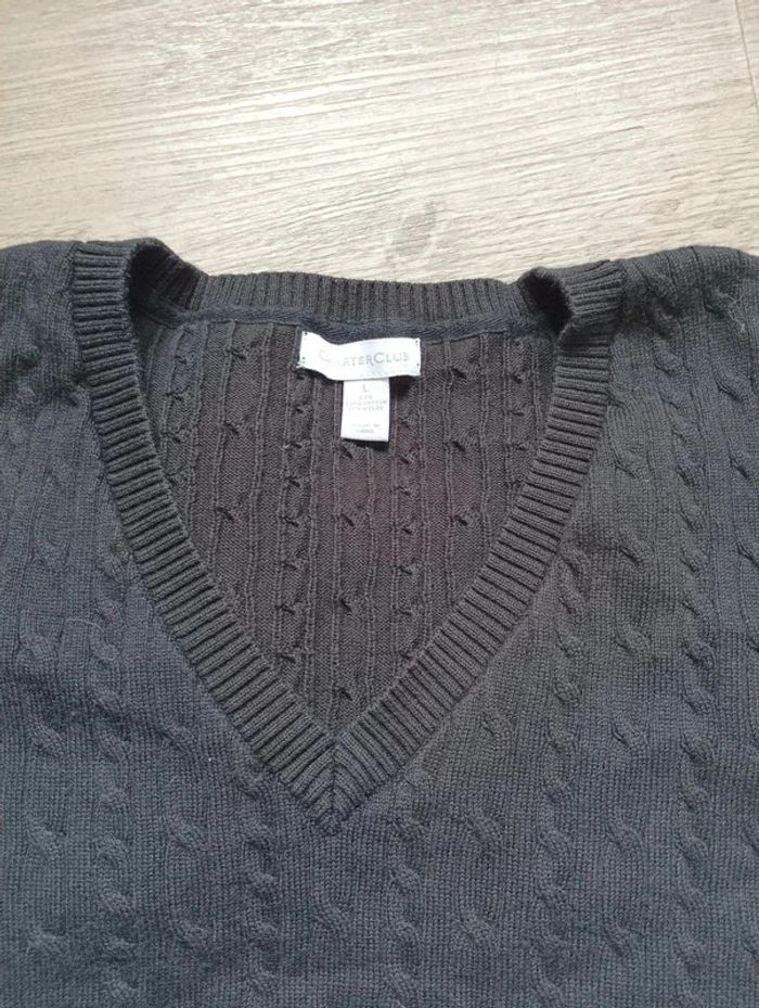 Pull en maille torsadée Charter Club – Taille L - Noir - photo numéro 2
