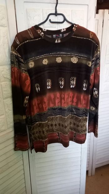 Haut à manches longues  - orange ,doré ,marron Taille : 40