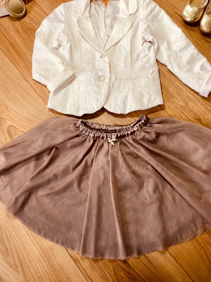Taille 4-5 ans tenue cérémonie blazer jupe fille Orchestra Sergent Major blanc taupe 🩷 - photo numéro 6