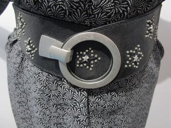 Ceinture femme en Cuir synthétique élastiquée Noir Etoile Neuve (MML270)